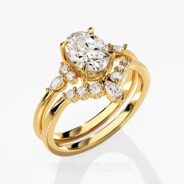 Bague en argent 925 classique en diamant blanc de taille ovale