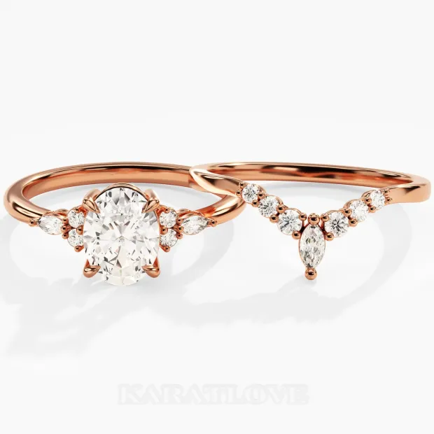 Bague en argent 925 classique en diamant blanc de taille ovale