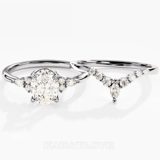 Bague en argent 925 classique en diamant blanc de taille ovale