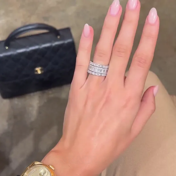 Bague en argent sterling 925 à 3 pierres en diamant blanc taille émeraude