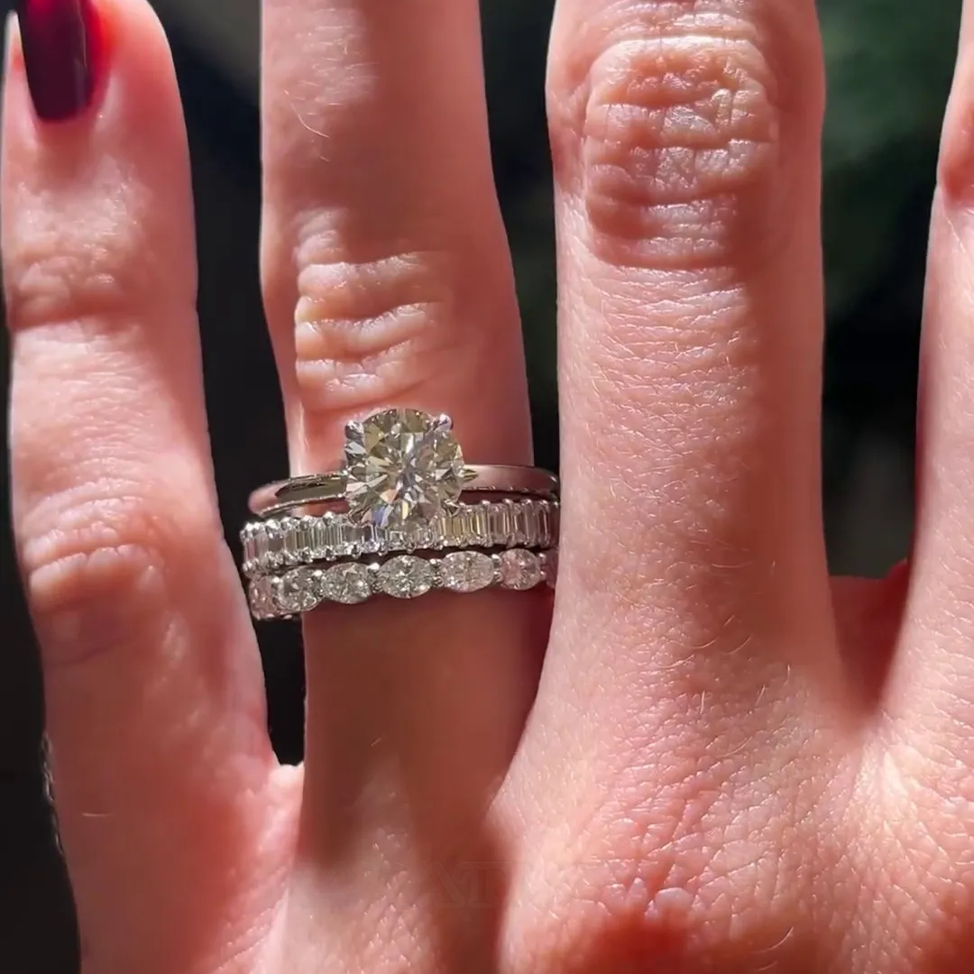 Bague de fiançailles en argent sterling 925 avec solitaire en diamant blanc de taille ronde