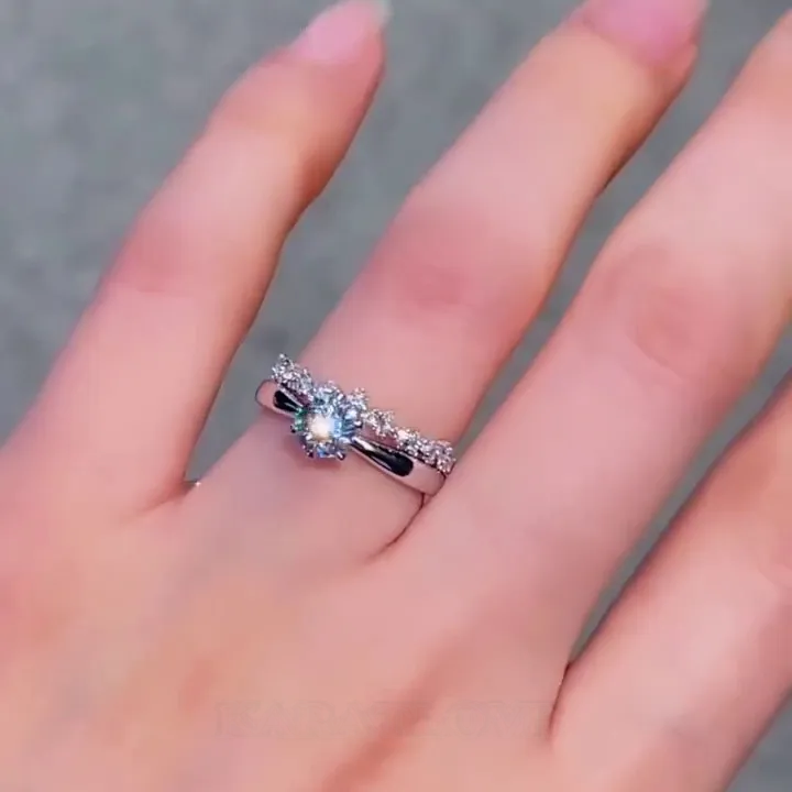 Bague solitaire classique en argent sterling 925 avec diamant rond