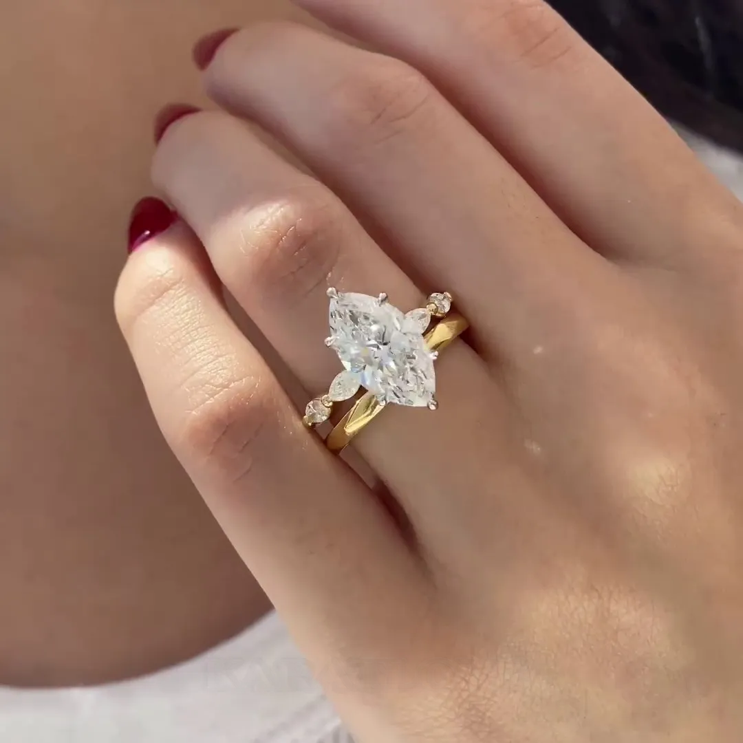 Bague de fiançailles en argent sterling blanc avec double halo caché en argent sterling blanc