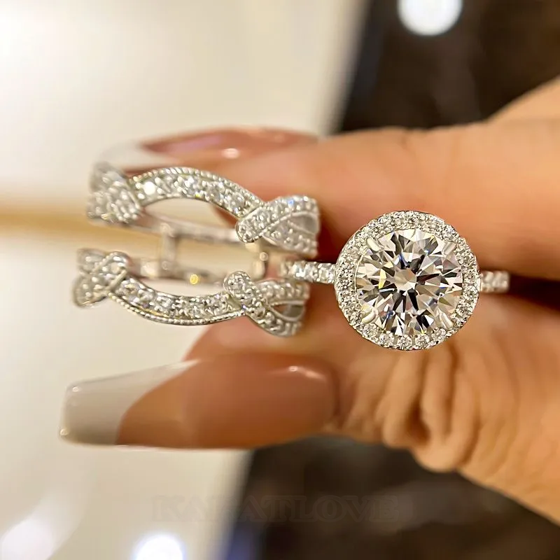 Bague de fiançailles en argent sterling sertie d'un diamant de taille ronde