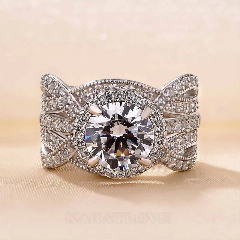 Bague de fiançailles en argent sterling sertie d'un diamant de taille ronde