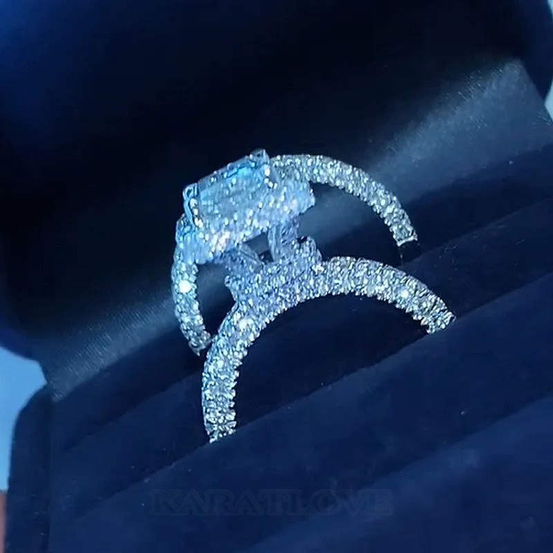 Bague de fiançailles en argent sterling sertie d'un diamant radiant