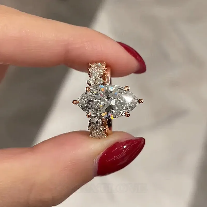 Bague de fiançailles à 3 pierres en argent sterling blanc, diamant radiant, disponible en 3 couleurs