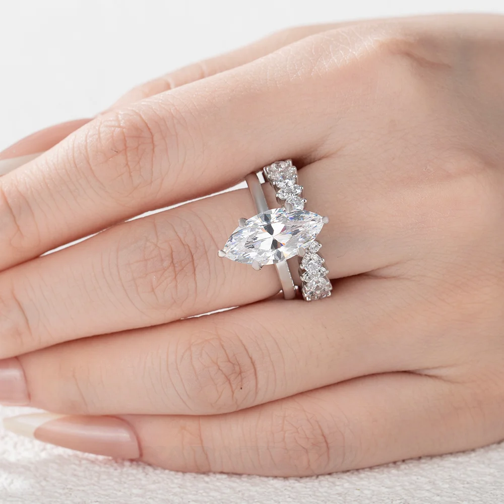 Bague de fiançailles à 3 pierres en argent sterling blanc, diamant radiant, disponible en 3 couleurs