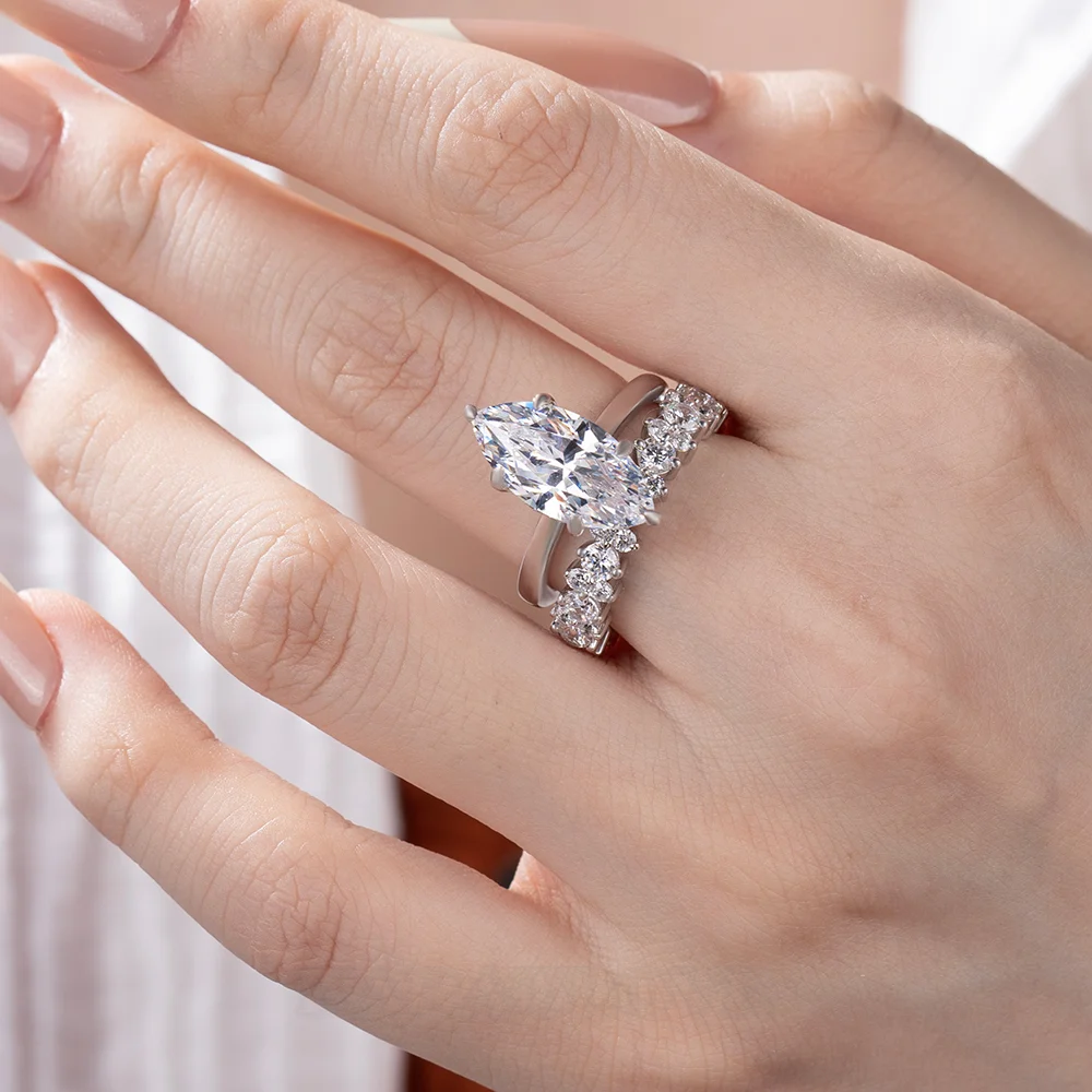 Bague de fiançailles à 3 pierres en argent sterling blanc, diamant radiant, disponible en 3 couleurs