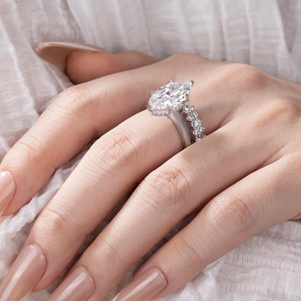 Bague de fiançailles à 3 pierres en argent sterling blanc, diamant radiant, disponible en 3 couleurs