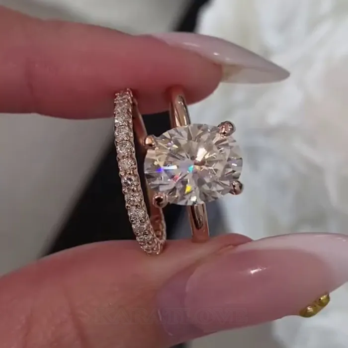 Alliance de mariage à halo caché en argent sterling et or rose blanc 925 et diamant ovale