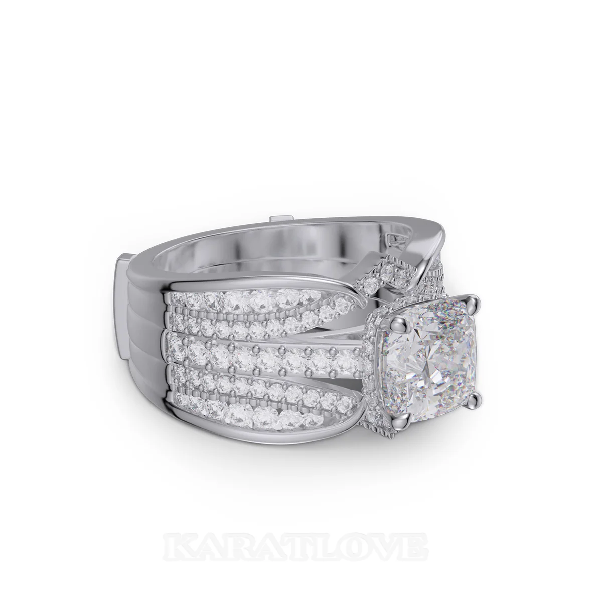 Ensemble de bague de mariage en argent sterling serti d'un halo avec diamant taille en coussin