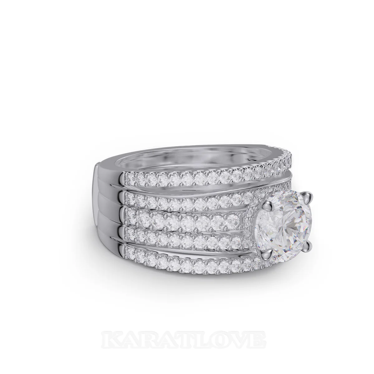 Ensemble de bague de mariage en argent sterling serti d'un halo avec diamant taille ronde