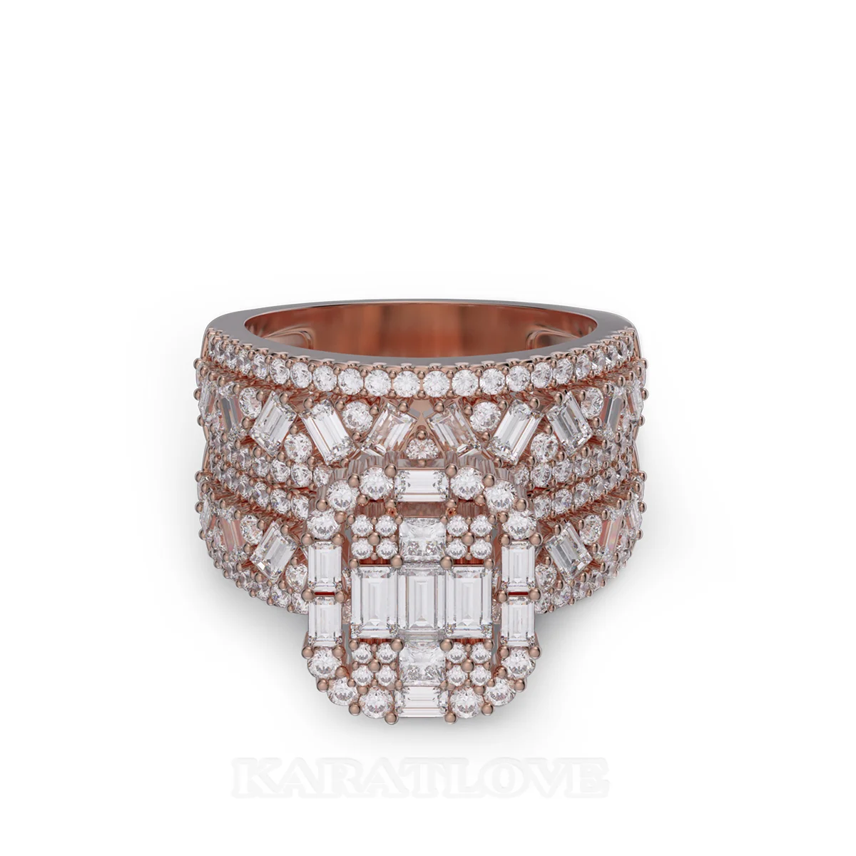 Ensemble de bague de mariage en argent sterling et or rose serties de diamants taille émeraude