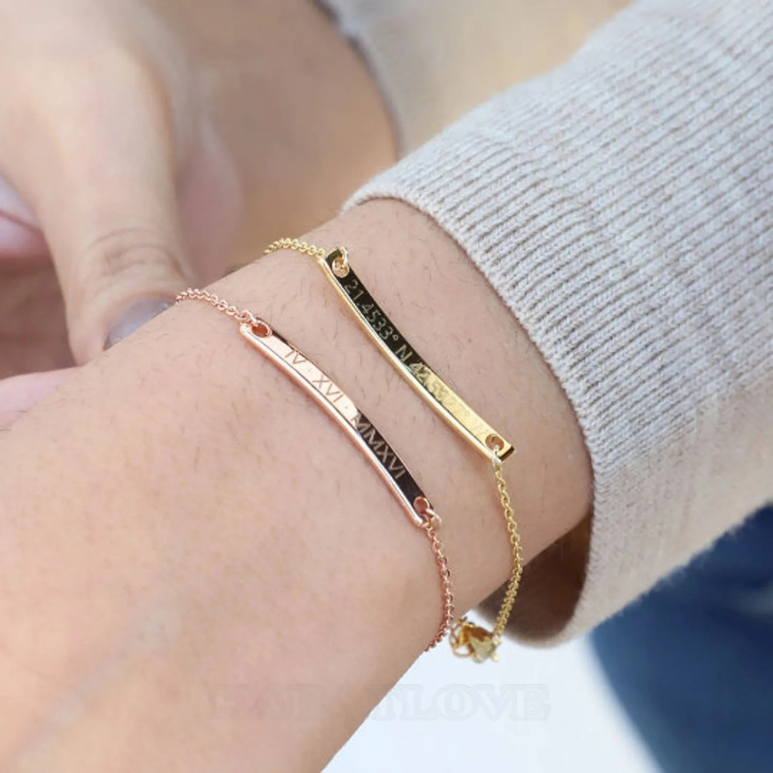 Bracelet en argent sterling avec nom personnalisé et famille gravée cadeau