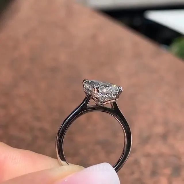 Bague de fiançailles classique en argent 925 avec diamant blanc taille radiant