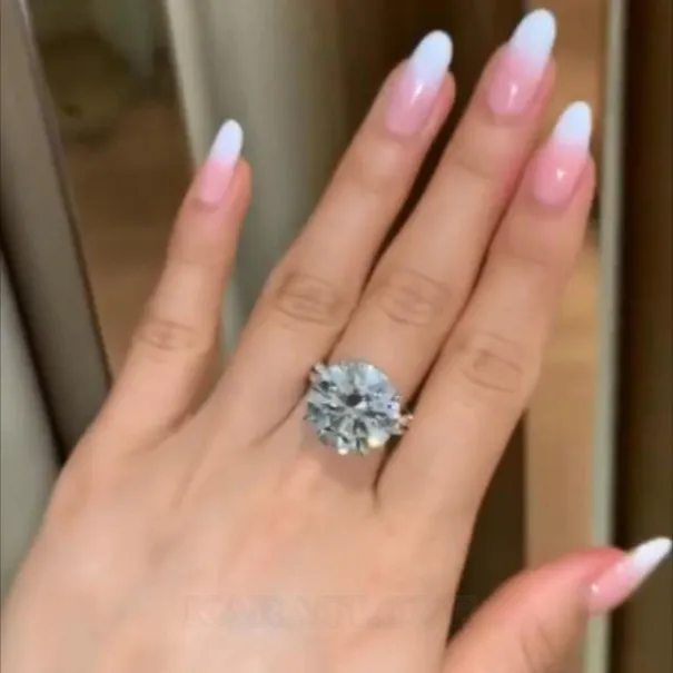 Bague de fiançailles en argent 925 diamant blanc taille ronde