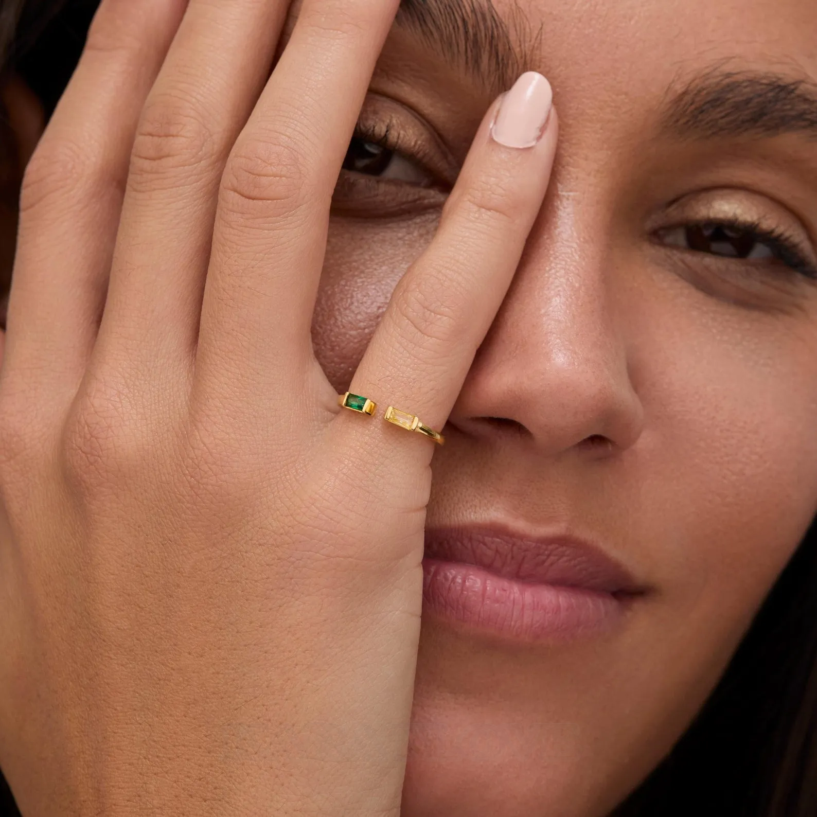 Bague mère-fille en argent sterling à deux pierres avec pierre de naissance personnalisée