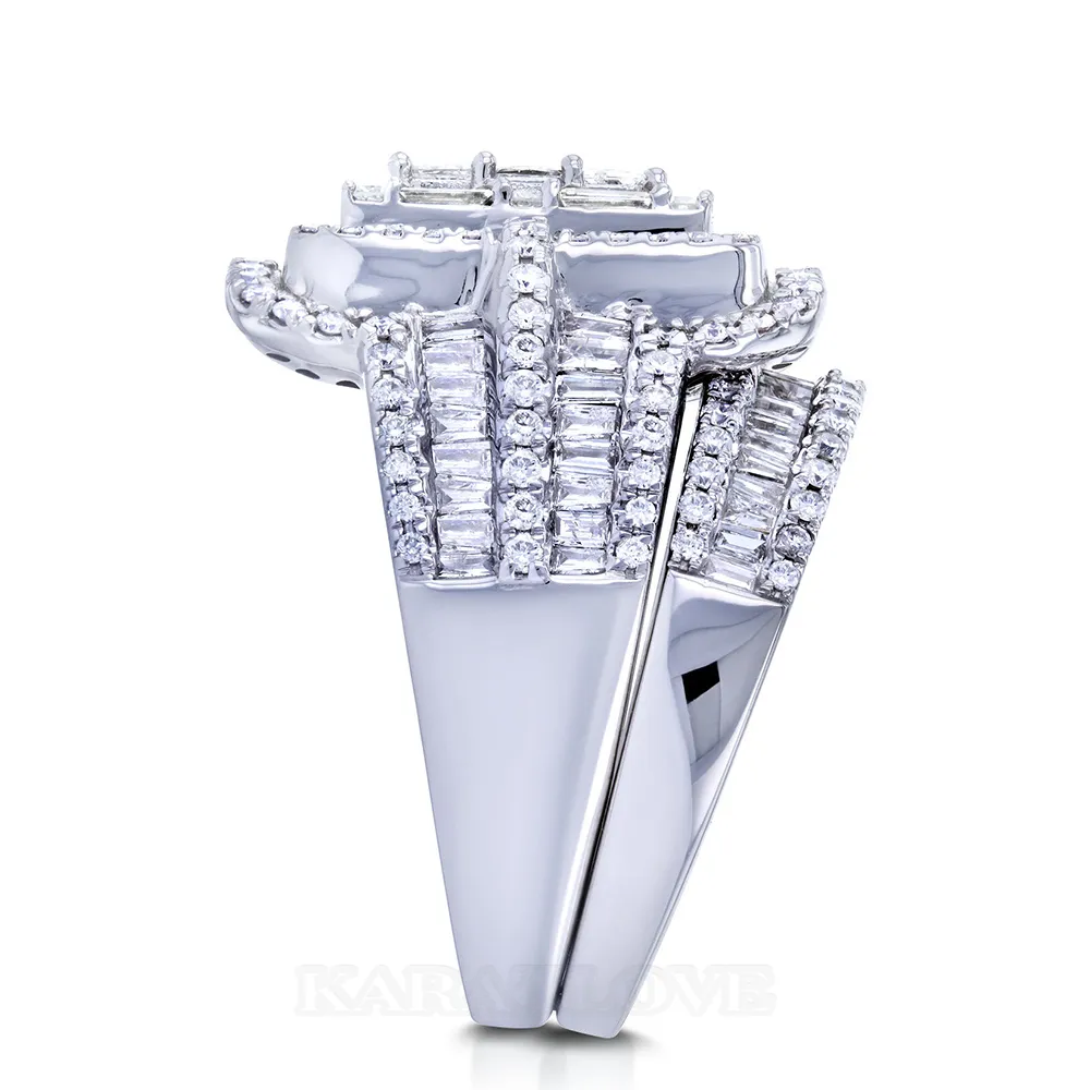 Ensemble de mariage en argent sterling avec halo en diamant blanc taille princesse
