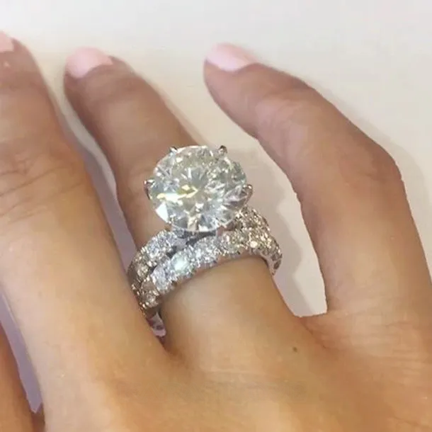 Parure de mariage en argent sterling avec diamant blanc de taille ronde