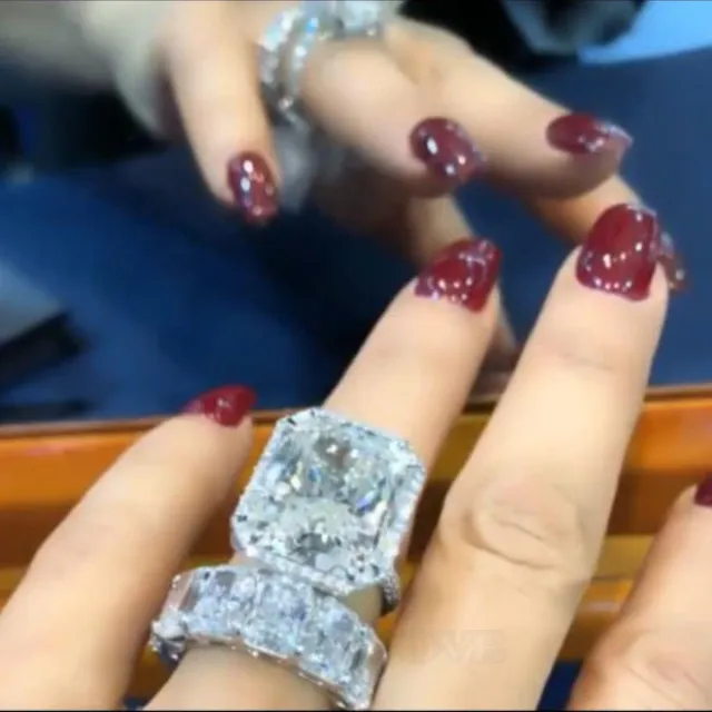 Parure de mariage 2 pièces en argent sterling 925 diamant blanc taille radiant