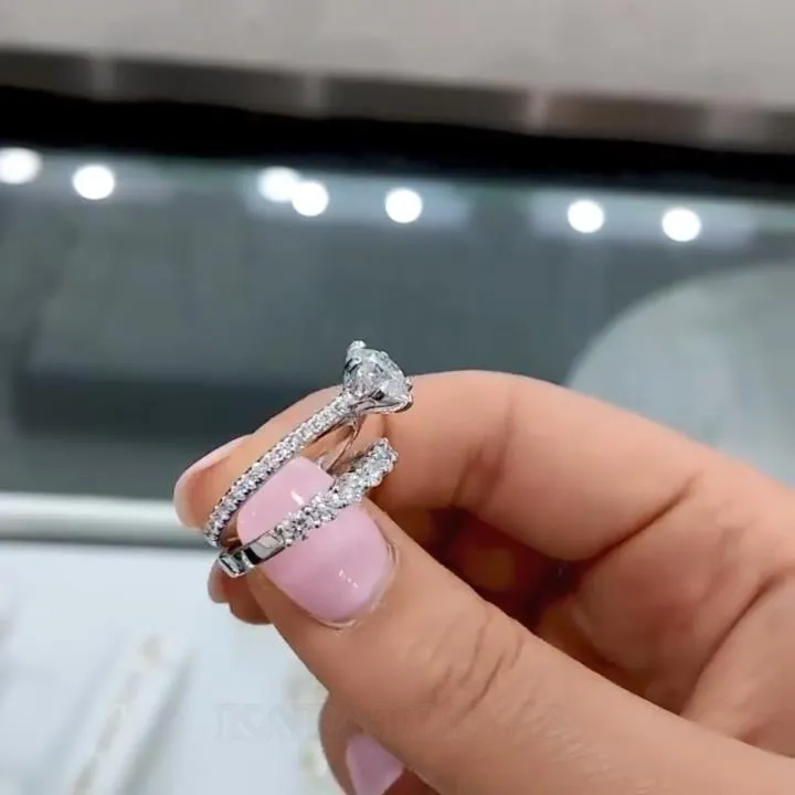 Parure de mariage en argent 925 pour diamants blancs de taille ronde