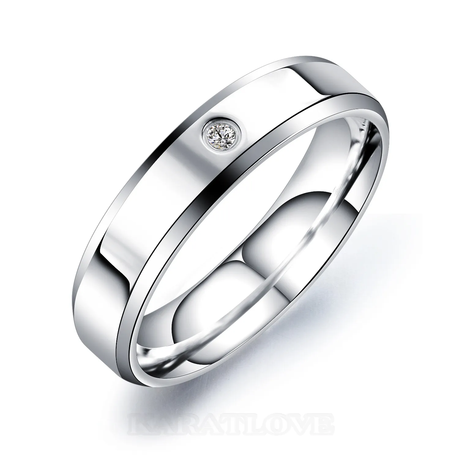 Bagues de couple en argent titane et diamant de couleur blanche