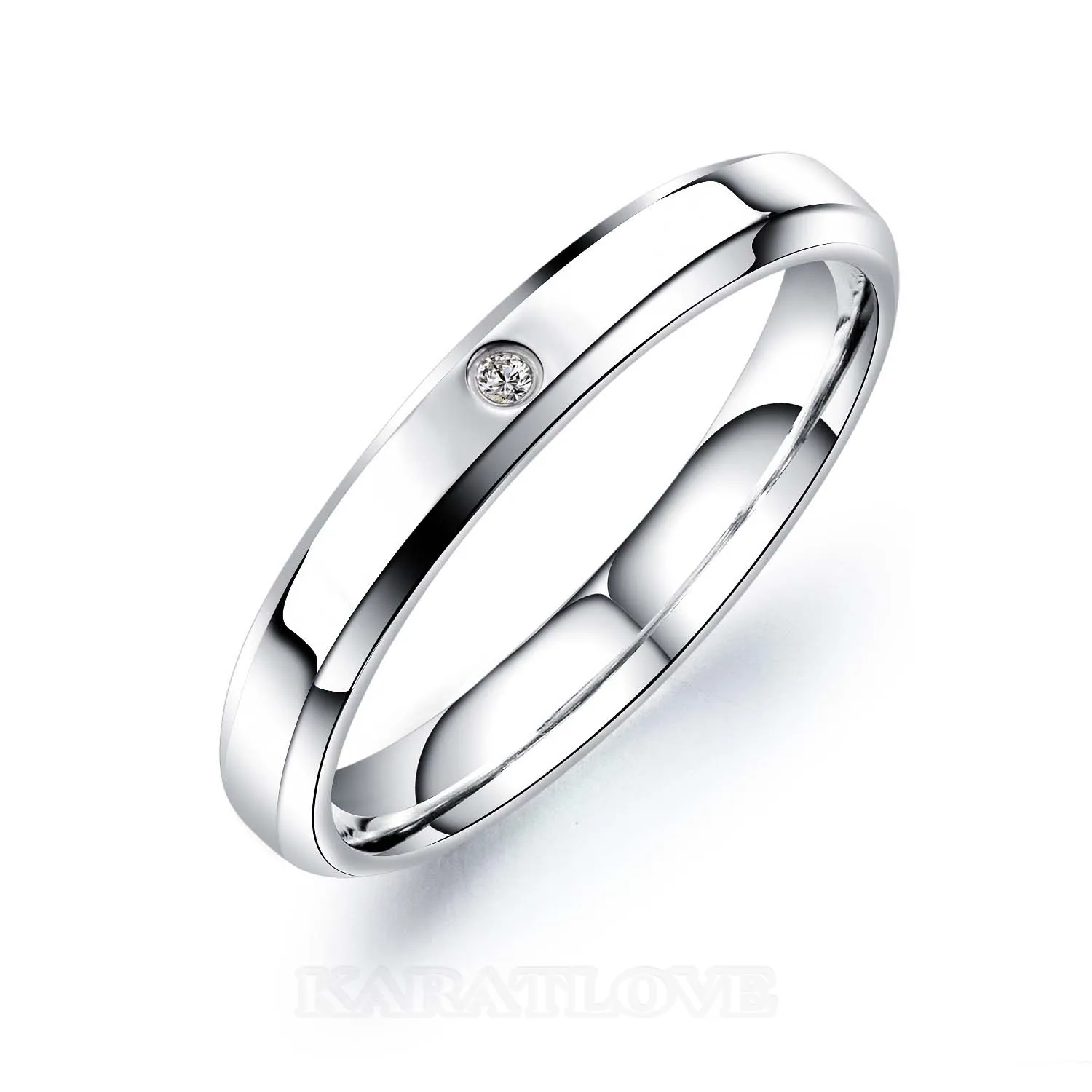 Bagues de couple en argent titane et diamant de couleur blanche