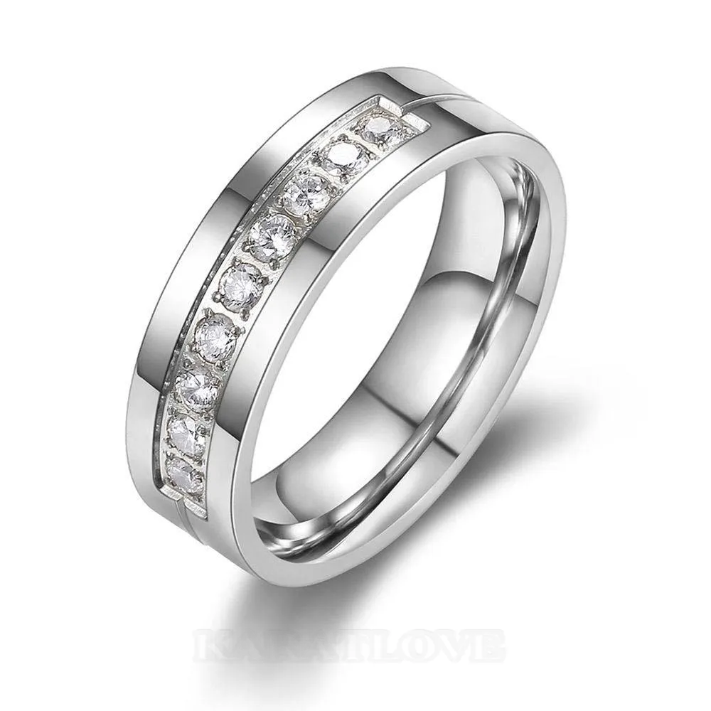 Bagues de couple en titane blanc à diamant rond