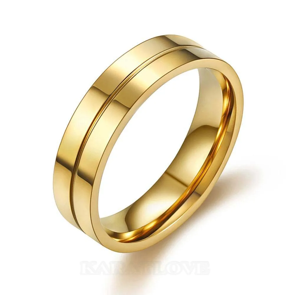 Bagues de couple en titane or jaune diamant rond