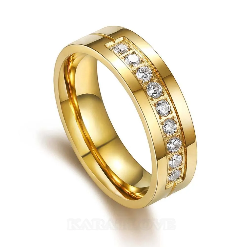 Bagues de couple en titane or jaune diamant rond