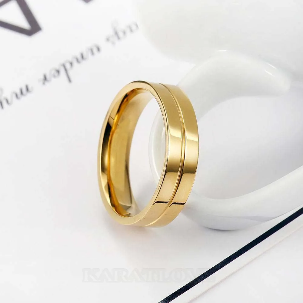 Bagues de couple en titane or jaune diamant rond