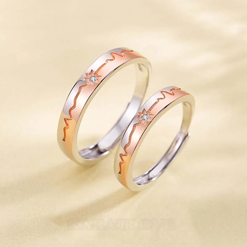 Bagues de couple en argent sterling avec diamant rond