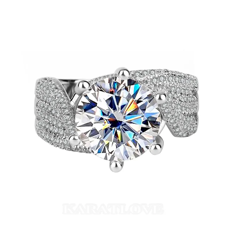 Bague de fiançailles art déco en argent sterling 925 et diamant de moissanite de taille ronde