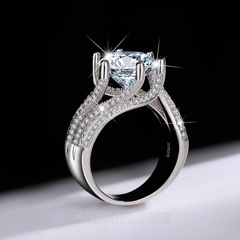 Bague de fiançailles art déco en argent sterling 925 et diamant de moissanite de taille ronde