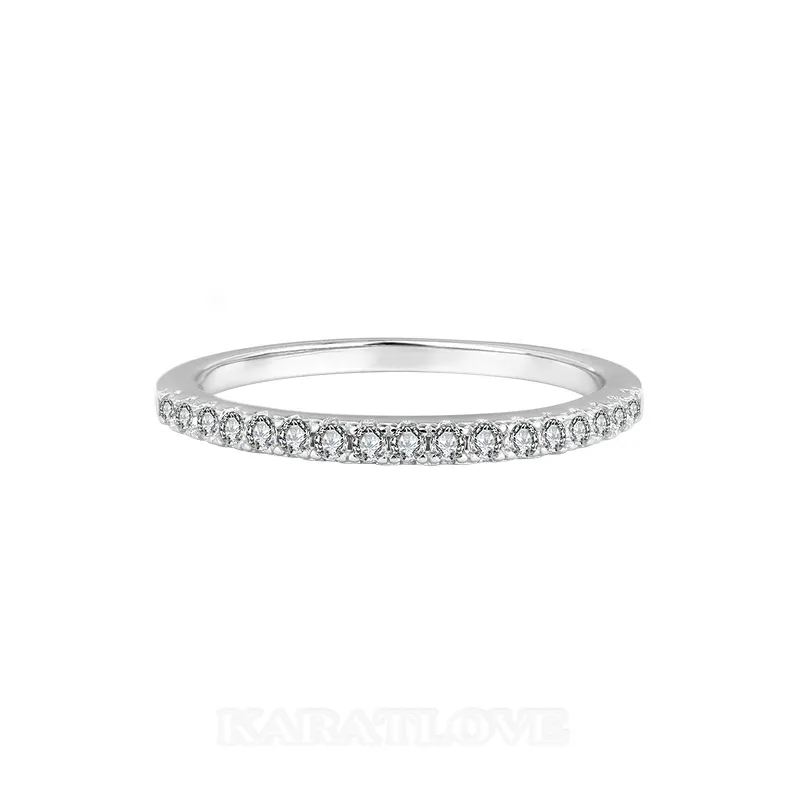 Anneau de mariage en argent sterling 925 avec moissanite et diamant de taille ronde