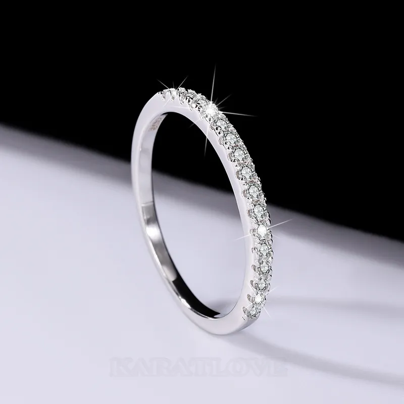 Anneau de mariage en argent sterling 925 avec moissanite et diamant de taille ronde