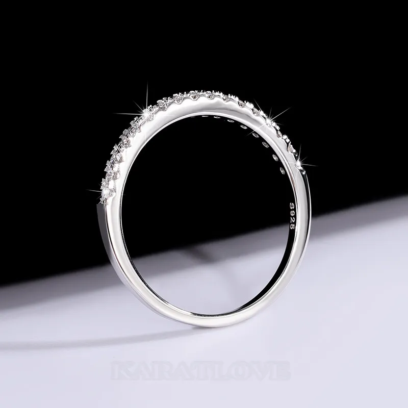 Anneau de mariage en argent sterling 925 avec moissanite et diamant de taille ronde