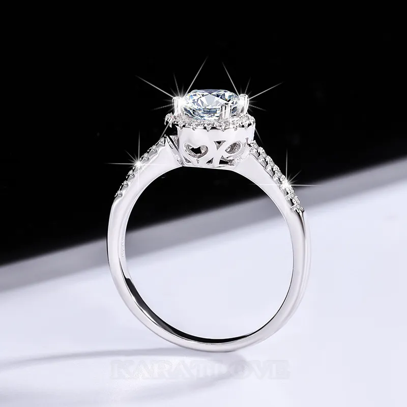 Bague de fiançailles en argent sterling 925 et diamant de moissanite de taille ronde