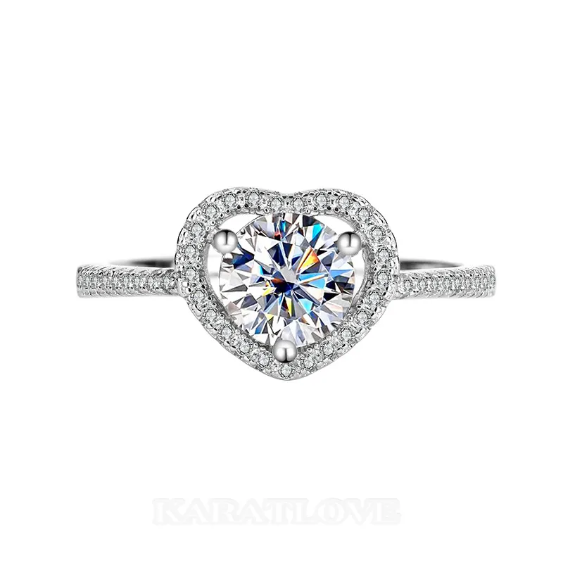 Bague de fiançailles en argent sterling 925 et diamant de moissanite de taille ronde