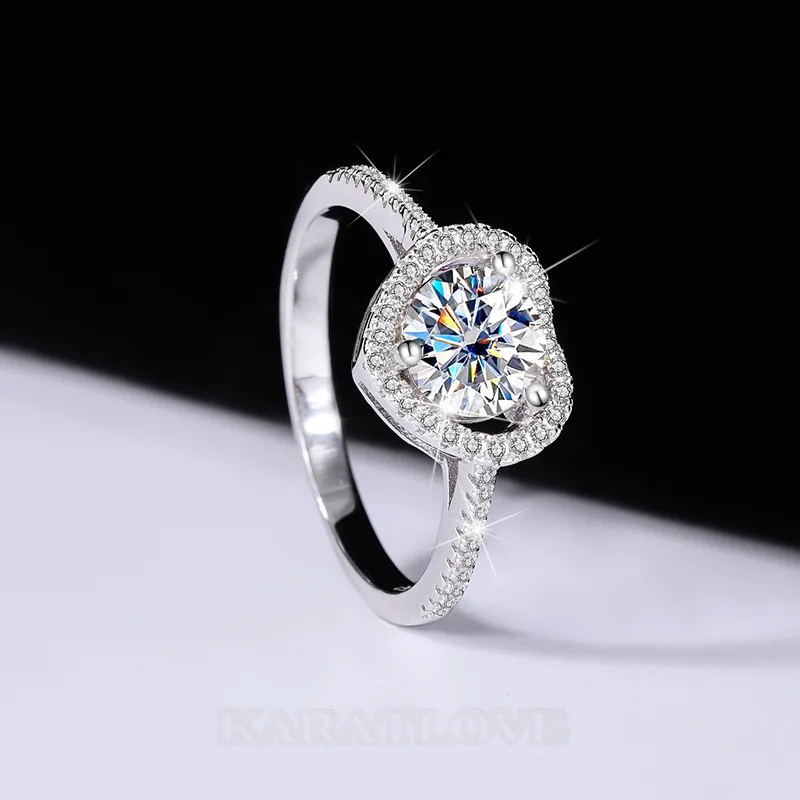 Bague de fiançailles en argent sterling 925 et diamant de moissanite de taille ronde