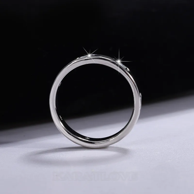 Anneau de mariage en argent sterling 925 avec diamant de moissanite de taille ronde