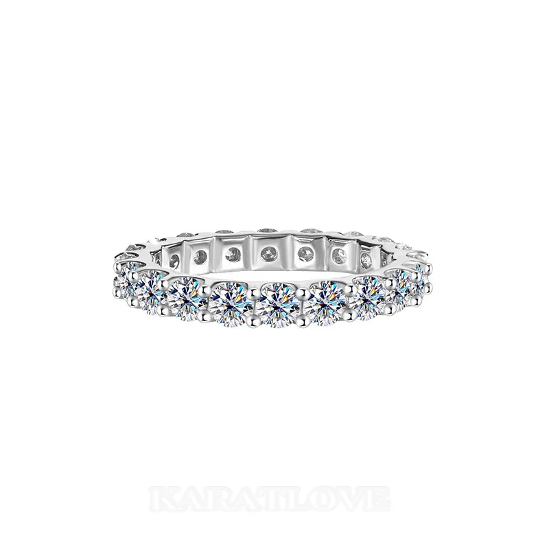 Anneau de mariage en argent sterling 925 avec diamant de moissanite de taille ronde