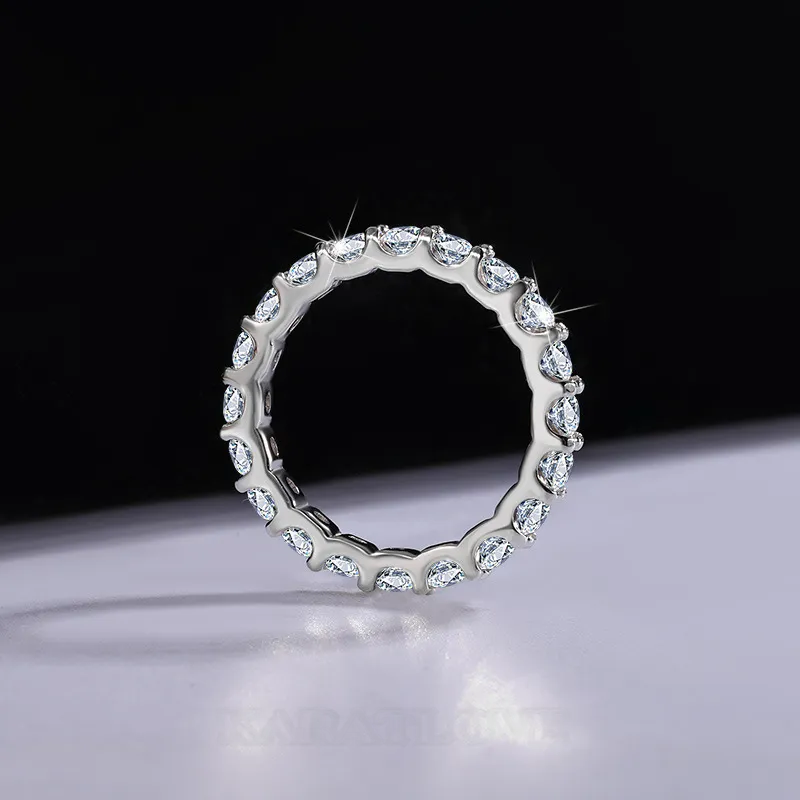 Anneau de mariage en argent sterling 925 avec diamant de moissanite de taille ronde