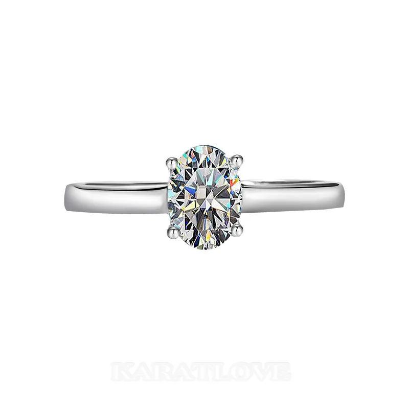 Bague de fiançailles solitaire en argent sterling 925 et diamant moissanite de taille ovale