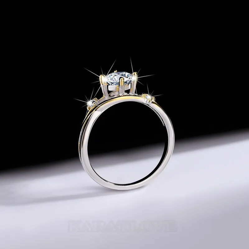 Bague de fiançailles art deco en argent sterling 925 et diamant de moissanite de taille ronde