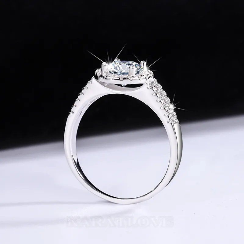 Bague de fiançailles en argent sterling 925 et diamant de moissanite de taille ronde blanc