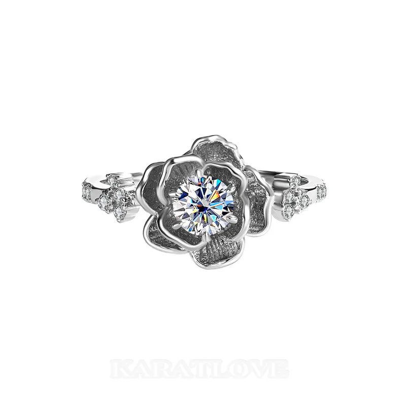 Bague de fiançailles art deco en argent sterling 925 et diamant de moissanite de taille ronde