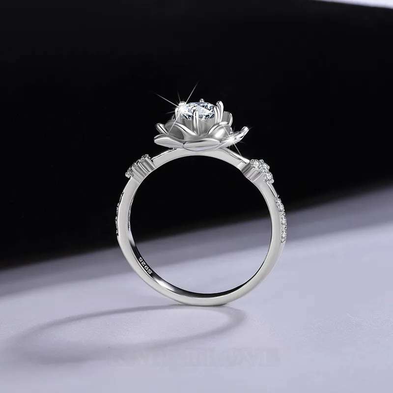 Bague de fiançailles art deco en argent sterling 925 et diamant de moissanite de taille ronde