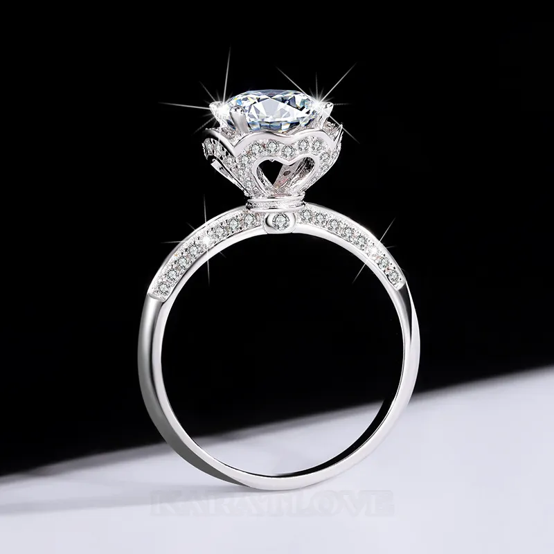 Bague de fiançailles en argent sterling 925 et diamant de moissanite de taille ronde